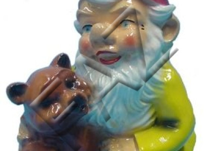 Design Dwarf with Teddy Bear Figure Garden Statue Sculpture Figures Sculptures new
